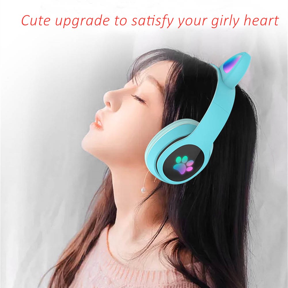 Audio Music Kids - 귀여운 고양이 LED 무선 헤드폰 블루투스