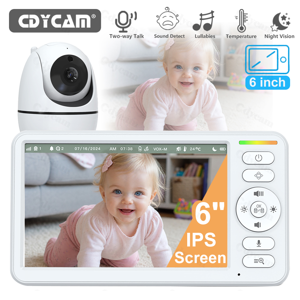 Audio Music Kids - 6인치 베이비 모니터 WiFi 없음 PTZ