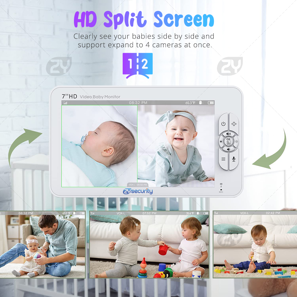 7.0인치 비디오 베이비 모니터 HD 분할 화면(카메라 - Audio Music For Video 리뷰 및 가격